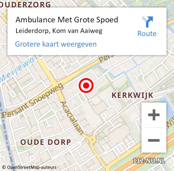 Locatie op kaart van de 112 melding: Ambulance Met Grote Spoed Naar Leiderdorp, Kom van Aaiweg op 30 mei 2021 09:47