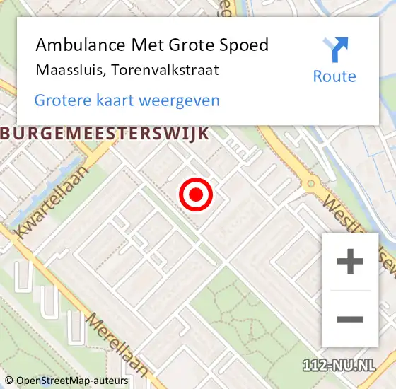 Locatie op kaart van de 112 melding: Ambulance Met Grote Spoed Naar Maassluis, Torenvalkstraat op 30 mei 2021 10:28