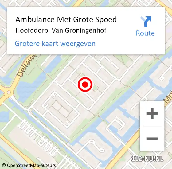 Locatie op kaart van de 112 melding: Ambulance Met Grote Spoed Naar Hoofddorp, Van Groningenhof op 11 juni 2014 19:23