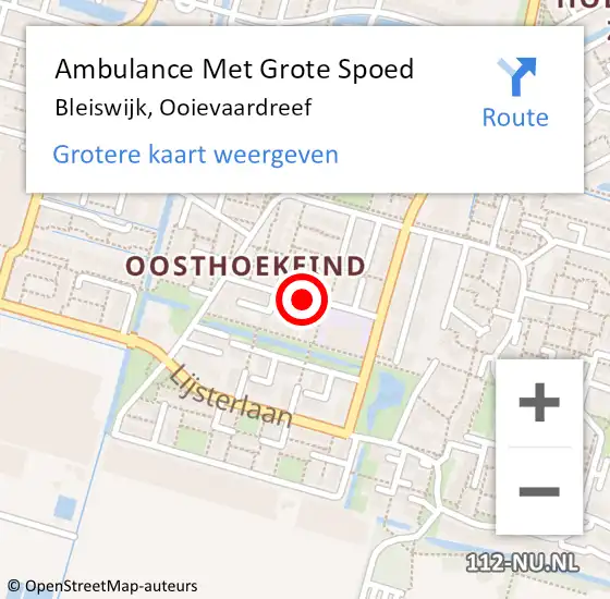 Locatie op kaart van de 112 melding: Ambulance Met Grote Spoed Naar Bleiswijk, Ooievaardreef op 30 mei 2021 11:12