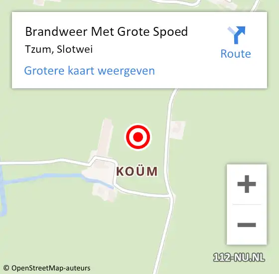 Locatie op kaart van de 112 melding: Brandweer Met Grote Spoed Naar Tzum, Slotwei op 30 mei 2021 11:37