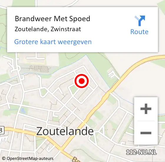 Locatie op kaart van de 112 melding: Brandweer Met Spoed Naar Zoutelande, Zwinstraat op 11 juni 2014 19:31