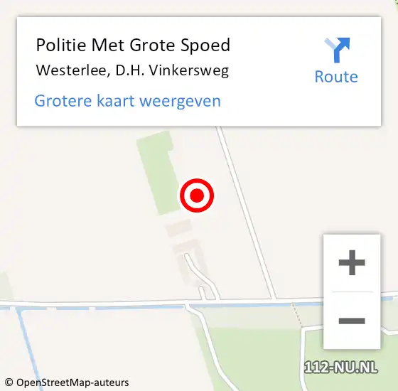 Locatie op kaart van de 112 melding: Politie Met Grote Spoed Naar Westerlee, D.H. Vinkersweg op 30 mei 2021 12:01