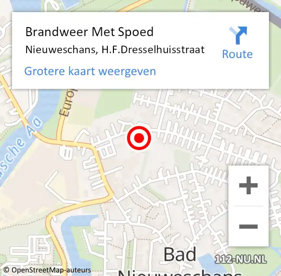 Locatie op kaart van de 112 melding: Brandweer Met Spoed Naar Nieuweschans, H.F.Dresselhuisstraat op 30 mei 2021 12:14