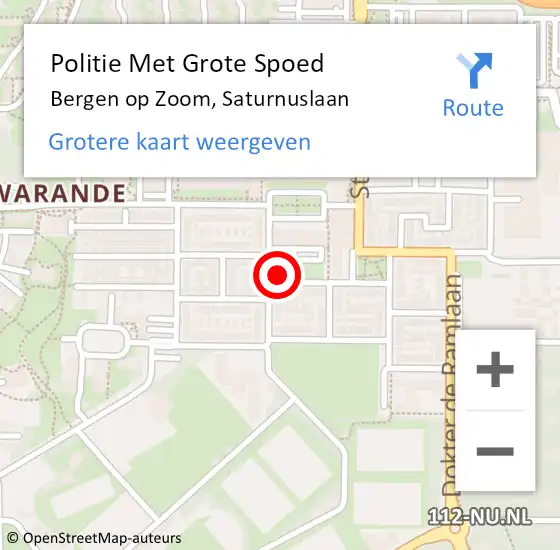 Locatie op kaart van de 112 melding: Politie Met Grote Spoed Naar Bergen op Zoom, Saturnuslaan op 30 mei 2021 13:25