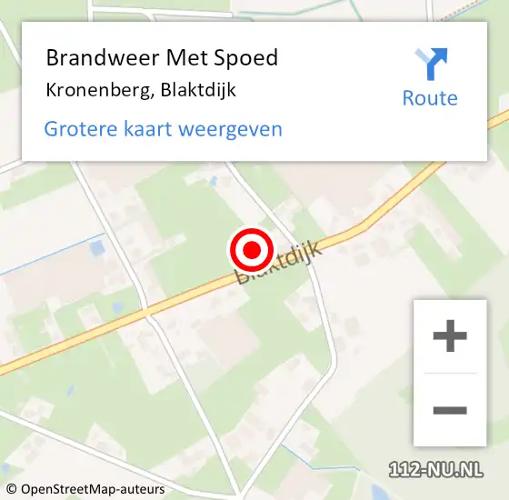 Locatie op kaart van de 112 melding: Brandweer Met Spoed Naar Kronenberg, Blaktdijk op 30 mei 2021 13:30