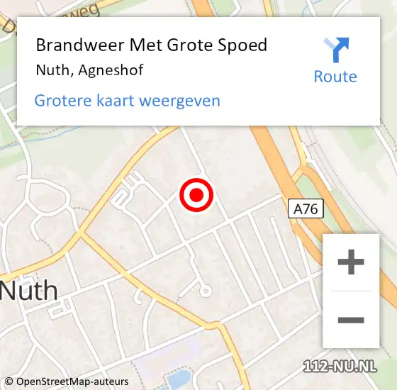 Locatie op kaart van de 112 melding: Brandweer Met Grote Spoed Naar Nuth, Agneshof op 30 mei 2021 14:03