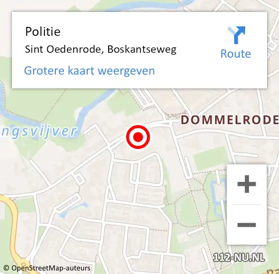 Locatie op kaart van de 112 melding: Politie Sint Oedenrode, Boskantseweg op 30 mei 2021 14:42