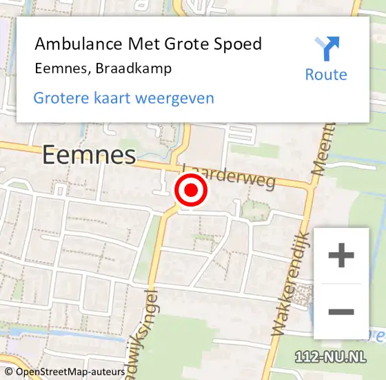 Locatie op kaart van de 112 melding: Ambulance Met Grote Spoed Naar Eemnes, Braadkamp op 4 oktober 2013 18:50