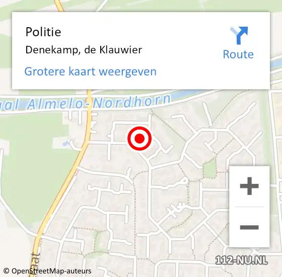 Locatie op kaart van de 112 melding: Politie Denekamp, de Klauwier op 30 mei 2021 15:47