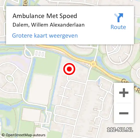 Locatie op kaart van de 112 melding: Ambulance Met Spoed Naar Dalem, Willem Alexanderlaan op 30 mei 2021 16:11