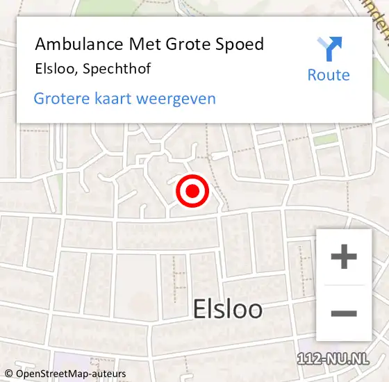 Locatie op kaart van de 112 melding: Ambulance Met Grote Spoed Naar Elsloo, Spechthof op 4 oktober 2013 18:51
