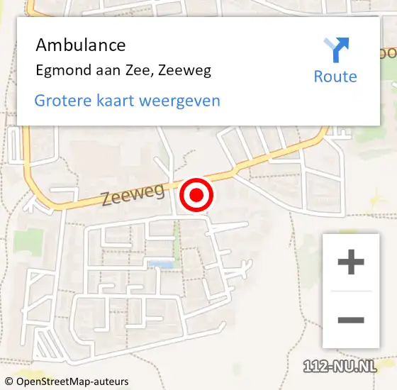 Locatie op kaart van de 112 melding: Ambulance Egmond aan Zee, Zeeweg op 30 mei 2021 16:25