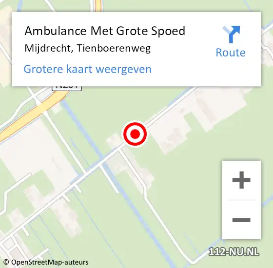 Locatie op kaart van de 112 melding: Ambulance Met Grote Spoed Naar Mijdrecht, Tienboerenweg op 30 mei 2021 16:40