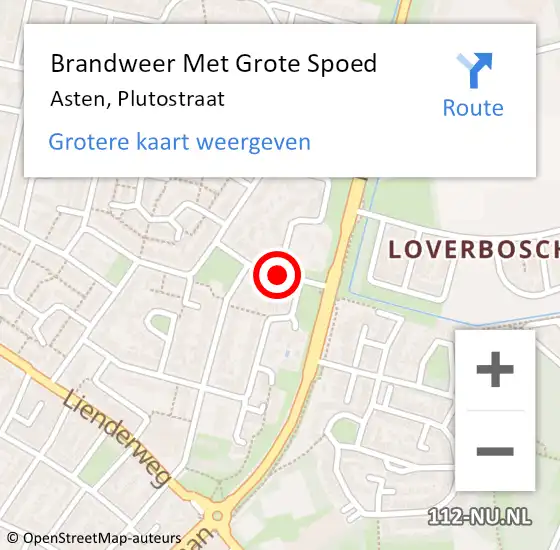 Locatie op kaart van de 112 melding: Brandweer Met Grote Spoed Naar Asten, Plutostraat op 30 mei 2021 16:48