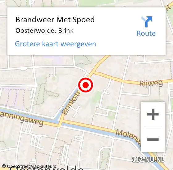 Locatie op kaart van de 112 melding: Brandweer Met Spoed Naar Oosterwolde, Brink op 30 mei 2021 16:49