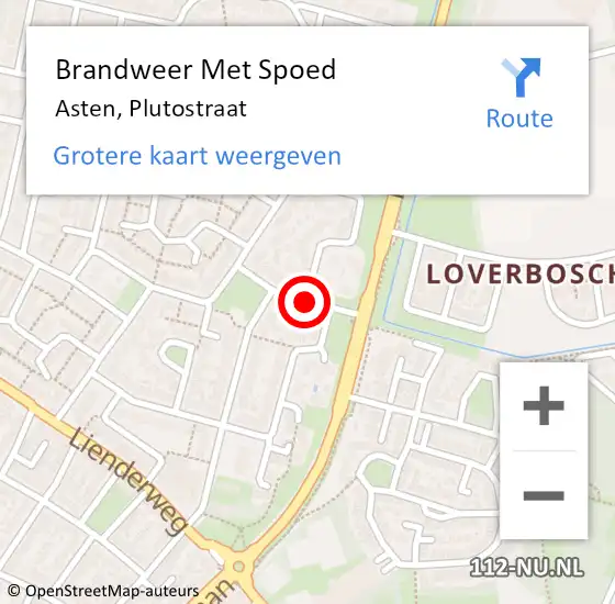 Locatie op kaart van de 112 melding: Brandweer Met Spoed Naar Asten, Plutostraat op 30 mei 2021 16:49