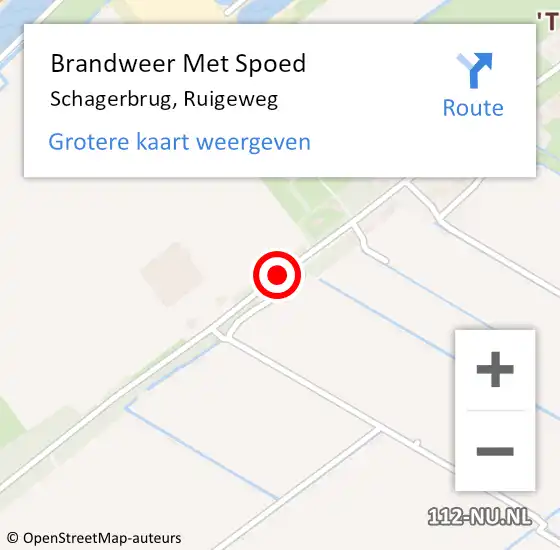 Locatie op kaart van de 112 melding: Brandweer Met Spoed Naar Schagerbrug, Ruigeweg op 11 juni 2014 20:08