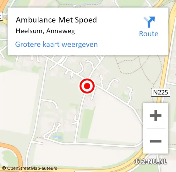 Locatie op kaart van de 112 melding: Ambulance Met Spoed Naar Heelsum, Annaweg op 30 mei 2021 17:43