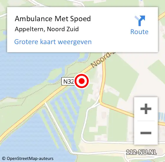 Locatie op kaart van de 112 melding: Ambulance Met Spoed Naar Appeltern, Noord Zuid op 30 mei 2021 17:47