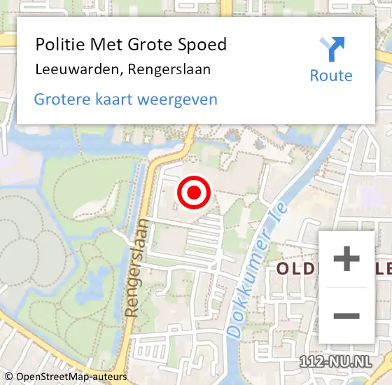 Locatie op kaart van de 112 melding: Politie Met Grote Spoed Naar Leeuwarden, Rengerslaan op 30 mei 2021 18:00