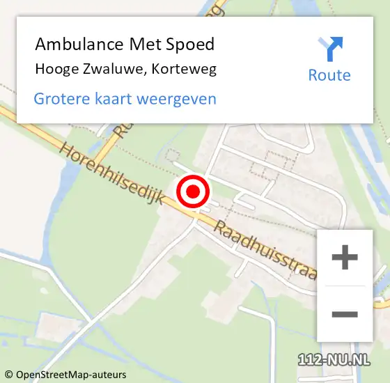 Locatie op kaart van de 112 melding: Ambulance Met Spoed Naar Hooge Zwaluwe, Korteweg op 11 juni 2014 20:14