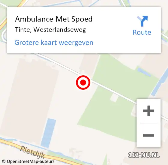 Locatie op kaart van de 112 melding: Ambulance Met Spoed Naar Tinte, Westerlandseweg op 30 mei 2021 18:07