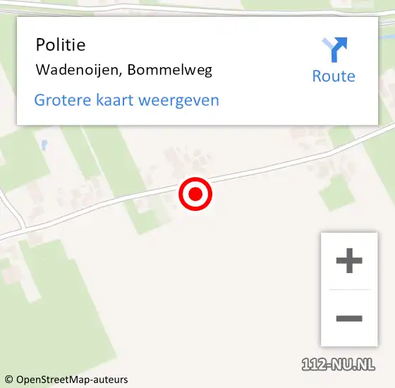 Locatie op kaart van de 112 melding: Politie Wadenoijen, Bommelweg op 30 mei 2021 18:17