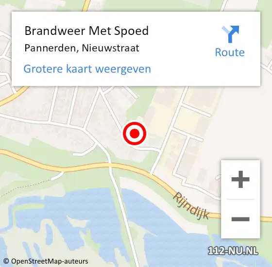 Locatie op kaart van de 112 melding: Brandweer Met Spoed Naar Pannerden, Nieuwstraat op 30 mei 2021 18:30