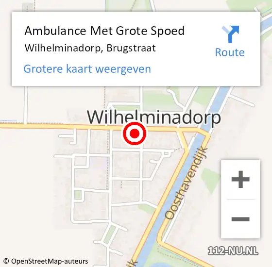 Locatie op kaart van de 112 melding: Ambulance Met Grote Spoed Naar Wilhelminadorp, Brugstraat op 30 mei 2021 18:35