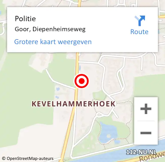 Locatie op kaart van de 112 melding: Politie Goor, Diepenheimseweg op 30 mei 2021 18:37