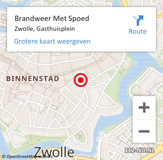 Locatie op kaart van de 112 melding: Brandweer Met Spoed Naar Zwolle, Gasthuisplein op 30 mei 2021 19:14