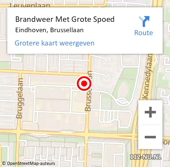 Locatie op kaart van de 112 melding: Brandweer Met Grote Spoed Naar Eindhoven, Brussellaan op 30 mei 2021 19:23