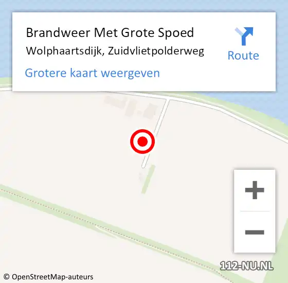 Locatie op kaart van de 112 melding: Brandweer Met Grote Spoed Naar Wolphaartsdijk, Zuidvlietpolderweg op 30 mei 2021 19:27