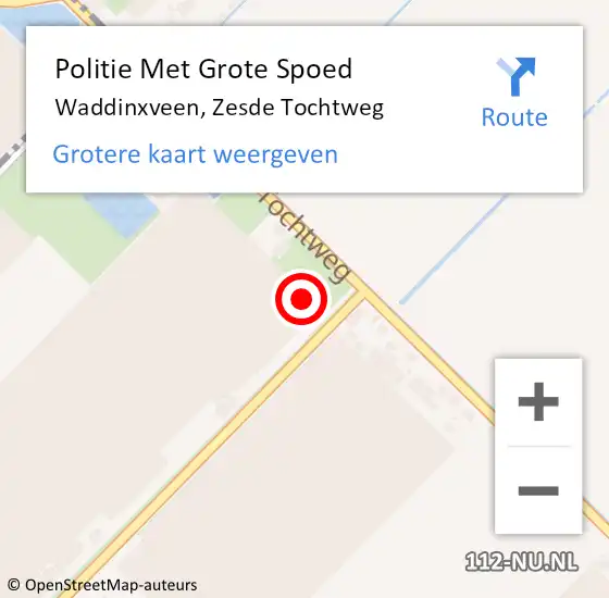 Locatie op kaart van de 112 melding: Politie Met Grote Spoed Naar Waddinxveen, Zesde Tochtweg op 30 mei 2021 19:29