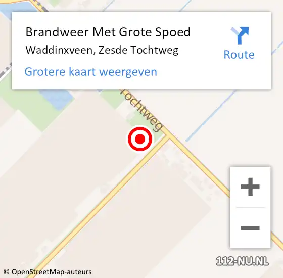 Locatie op kaart van de 112 melding: Brandweer Met Grote Spoed Naar Waddinxveen, Zesde Tochtweg op 30 mei 2021 19:30