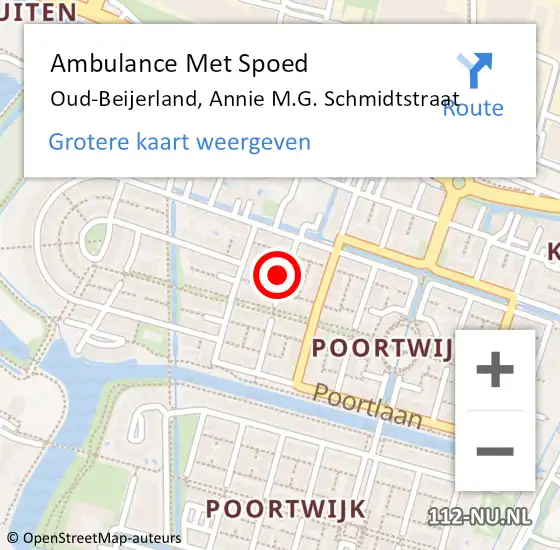 Locatie op kaart van de 112 melding: Ambulance Met Spoed Naar Oud-Beijerland, Annie M.G. Schmidtstraat op 30 mei 2021 19:37