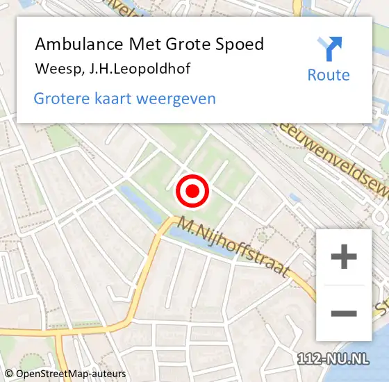 Locatie op kaart van de 112 melding: Ambulance Met Grote Spoed Naar Weesp, J.H.Leopoldhof op 30 mei 2021 19:38