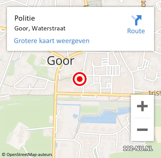 Locatie op kaart van de 112 melding: Politie Goor, Waterstraat op 30 mei 2021 19:52