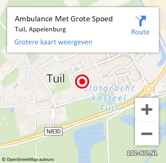 Locatie op kaart van de 112 melding: Ambulance Met Grote Spoed Naar Tuil, Appelenburg op 30 mei 2021 19:57