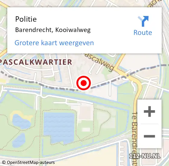 Locatie op kaart van de 112 melding: Politie Barendrecht, Kooiwalweg op 30 mei 2021 19:58