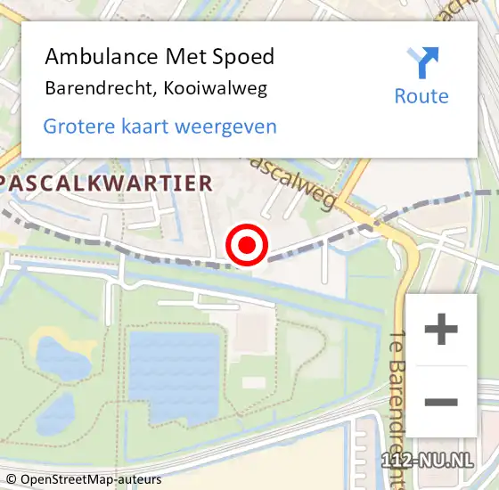 Locatie op kaart van de 112 melding: Ambulance Met Spoed Naar Barendrecht, Kooiwalweg op 30 mei 2021 19:59