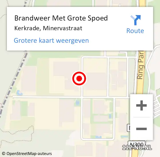 Locatie op kaart van de 112 melding: Brandweer Met Grote Spoed Naar Kerkrade, Minervastraat op 30 mei 2021 20:34