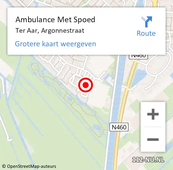 Locatie op kaart van de 112 melding: Ambulance Met Spoed Naar Ter Aar, Argonnestraat op 30 mei 2021 21:25