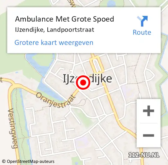 Locatie op kaart van de 112 melding: Ambulance Met Grote Spoed Naar IJzendijke, Landpoortstraat op 30 mei 2021 21:37