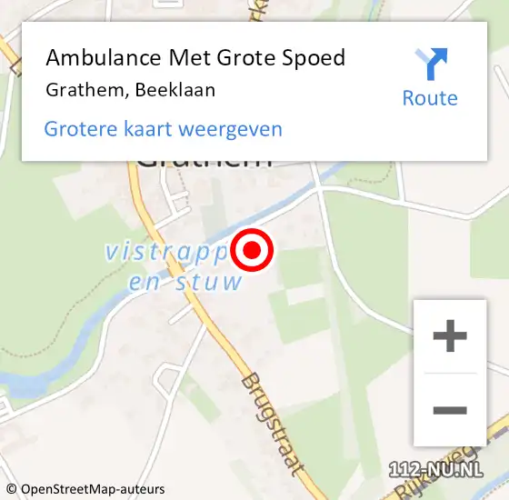 Locatie op kaart van de 112 melding: Ambulance Met Grote Spoed Naar Grathem, Beeklaan op 30 mei 2021 21:53