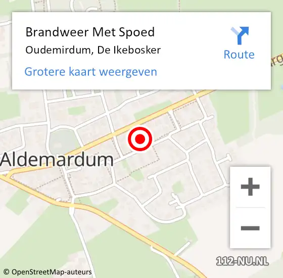 Locatie op kaart van de 112 melding: Brandweer Met Spoed Naar Oudemirdum, De Ikebosker op 30 mei 2021 22:25