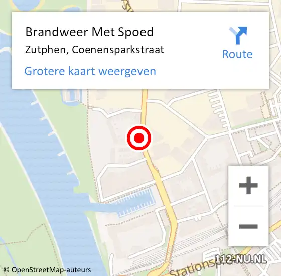 Locatie op kaart van de 112 melding: Brandweer Met Spoed Naar Zutphen, Coenensparkstraat op 30 mei 2021 22:34