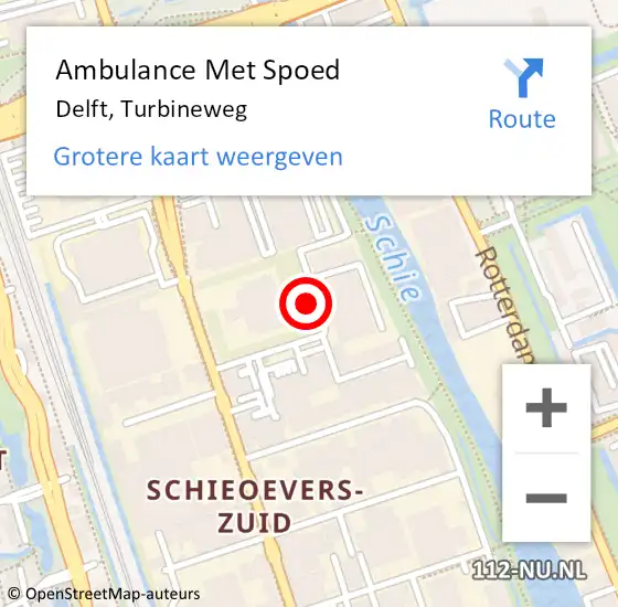 Locatie op kaart van de 112 melding: Ambulance Met Spoed Naar Delft, Turbineweg op 30 mei 2021 23:08