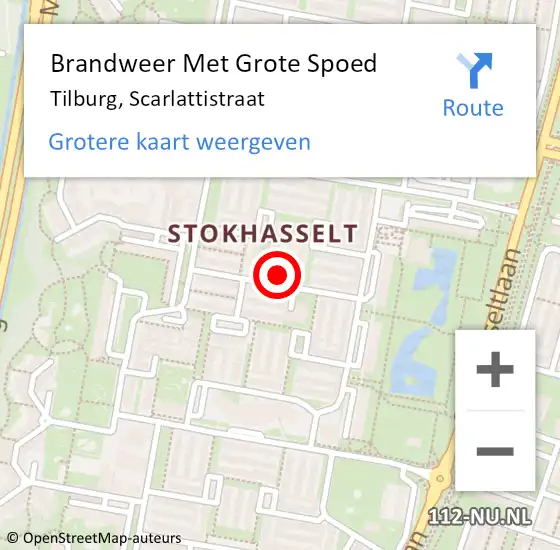 Locatie op kaart van de 112 melding: Brandweer Met Grote Spoed Naar Tilburg, Scarlattistraat op 30 mei 2021 23:10